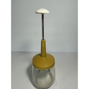 Vintage Federal Housewares Manual Food Chopper With Glass Jar & Yellow Lid - Ret